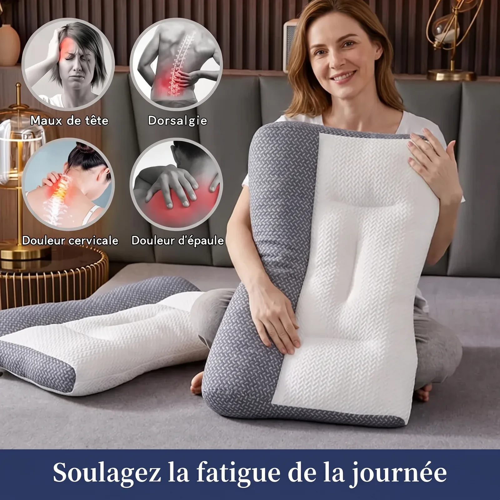 ComfiSleep | Oreiller Ergonomique à Double Hauteur