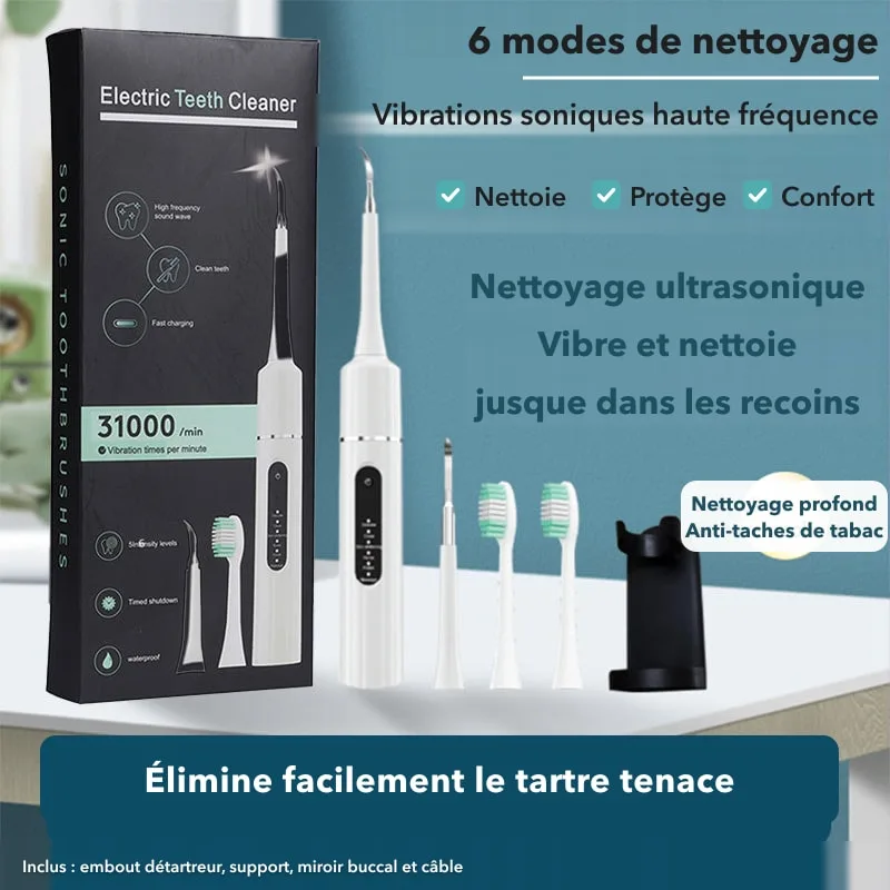 Nettoyeur dentaire ultrasonique 5 en 1 Verlitte et ses accessoires