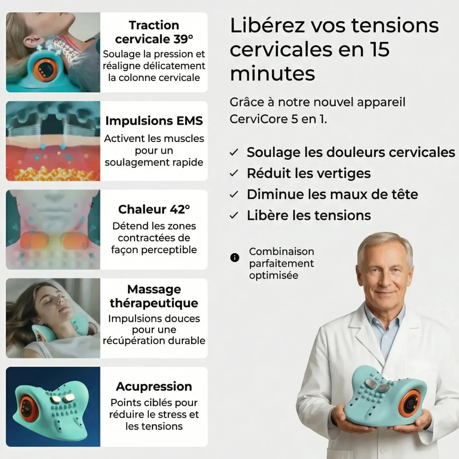 CerviCore | Appareil de thérapie cervicale 5 en 1