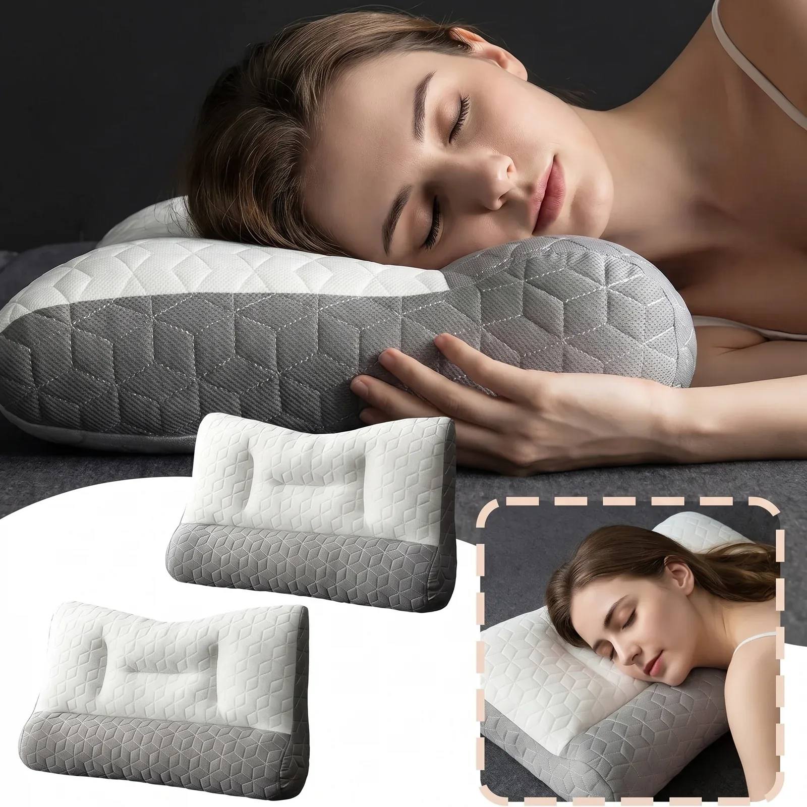 ComfiSleep | Oreiller Ergonomique à Double Hauteur